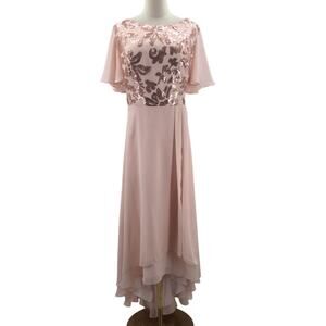 Chic Blush Maxi Dress with Sequin Accents